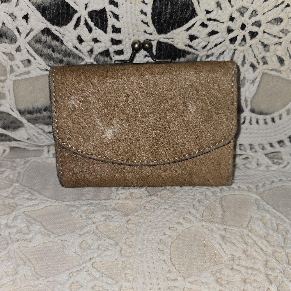 Cowhide Tri-fold Wallet, Id Credit Card Holder, Coin Pouch, Brown